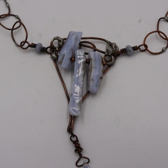 Handmade Copper Agate Necklace Gothic  Steampunk Crystal Copper Folk Art Mystic - Picture 5 of 10